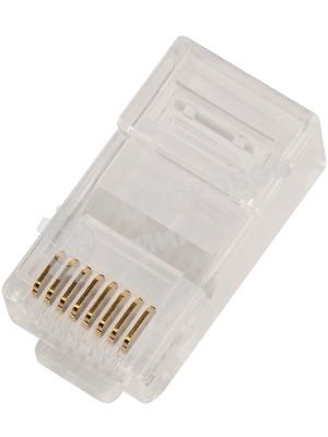 Коннектор LANMASTER RJ45 тип EZ, 8P8C, UTP, Cat.5e, универсальный, со вставкой, покрытие 50 микрон,100 шт.