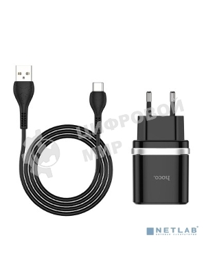 Сетевое зарядное устройство + Кабель Type-C HOCO HC-16293 C12Q/1m/QC 3.0/1 USB/Выход: 5V_9V_12V, 18W, черный