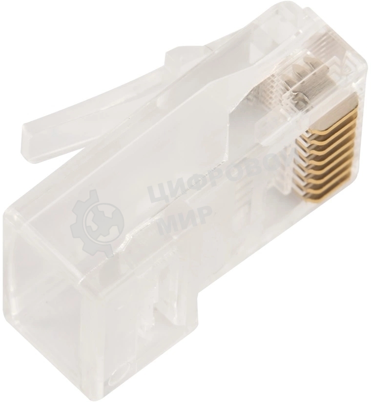 Коннектор LANMASTER RJ45 тип EZ, 8P8C, UTP, Cat.5e, универсальный, со вставкой, покрытие 50 микрон,100 шт.