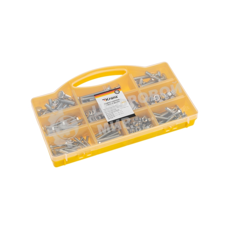 Набор болтов, гаек и шайб (450 шт/уп) Kranz