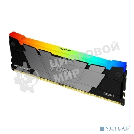 Оперативная память Kingston Fury Renegade, DDR4, 64GB (2x32GB), 3600MHz, CL18, DIMM, радиатор, RGB, черный/серебристый