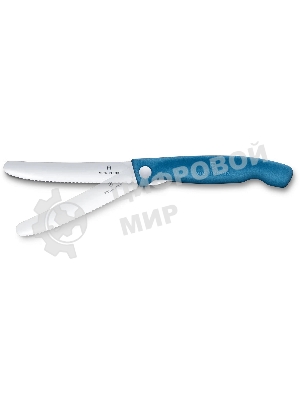 Нож кухонный Victorinox Swiss Classic 6.7832.FC1 стальной столовый лезв. 110 мм серрейт. заточка синий карт. коробка