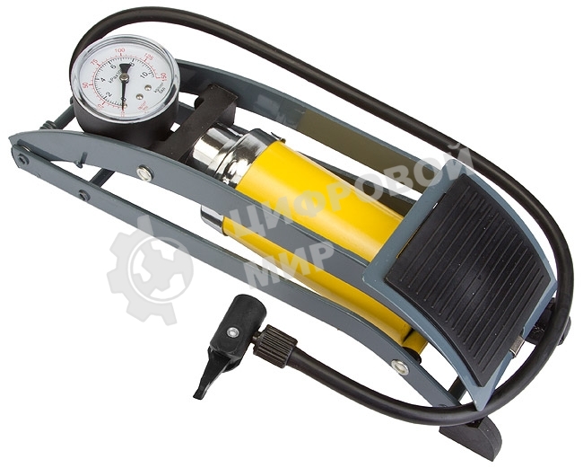 Насос FP-0902A ножной стационарный с манометром, цилиндр 55х120мм, шланг с автовентилем, стальной