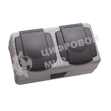 Розетка 2-м Makel ОП 16А IP55 сер.