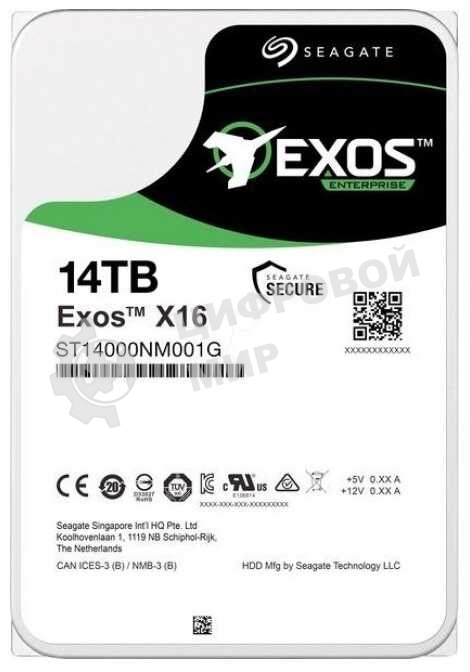 Жесткий диск HDD Seagate Exos X16 14Tb 7200rpm SATA 256Mb 3.5