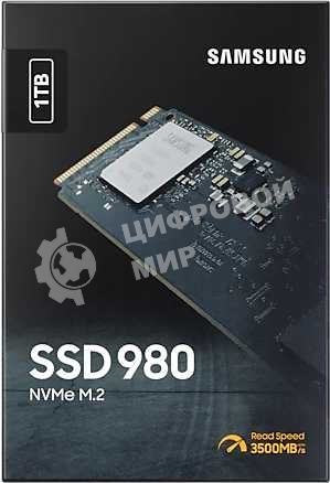 Накопитель SSD Samsung 980, 1000Gb, PCIe 3.0 x4, M.2 2280, NVMe, R/W 3500/3000