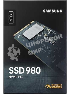 Накопитель SSD Samsung 980, 1000Gb, PCIe 3.0 x4, M.2 2280, NVMe, R/W 3500/3000