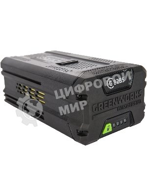 Аккумулятор GreenWorks 82V (модель G82B5) (2914607) - это литий ионная (Li-ion) батарея, силой тока 5 ампер/час и выполненная по самым передовым технологиям.Применяется в линейке всех устройств Greenworks 82V Coммercial.Аккумулятор состоит из ячеек производства японской компании LG. Ячейки этого производителя обладают самыми высокими показателями по емкости и выдаваемому напряжению, и относятся к классу A++. Батарея снабжена специальной платой управления, благодаря которой ячейки заряжаются и разряжаются равномерно и одновременно, что значительно продлевает срок жизни аккумулятора (среднее время 7 лет), а также отсутствует эффект потери мощности инструмента при разряде. Для надежной работы аккумулятор снабжен чипом, который защищает его от перезаряда, перегрева и глубокого разряда.Благодаря высокотехнологичным ячейкам, плате управления и защитному чипу, аккумулятор обладает долгим сроком службы - до 2000 циклов заряда-разряда. Корпус - ударопрочный, с прорезинен