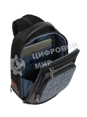 Рюкзак слинг мужской Piquadro Oberon CA7277W150/BLUS темно-синий нейлон/натур.кожа