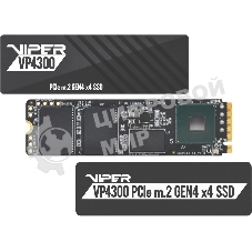 Накопитель SSD Patriot Viper VP4300, 1Tb, PCIe 4.0 x4, M.2 2280, NVMe, R/W 7400/5500, с радиатором