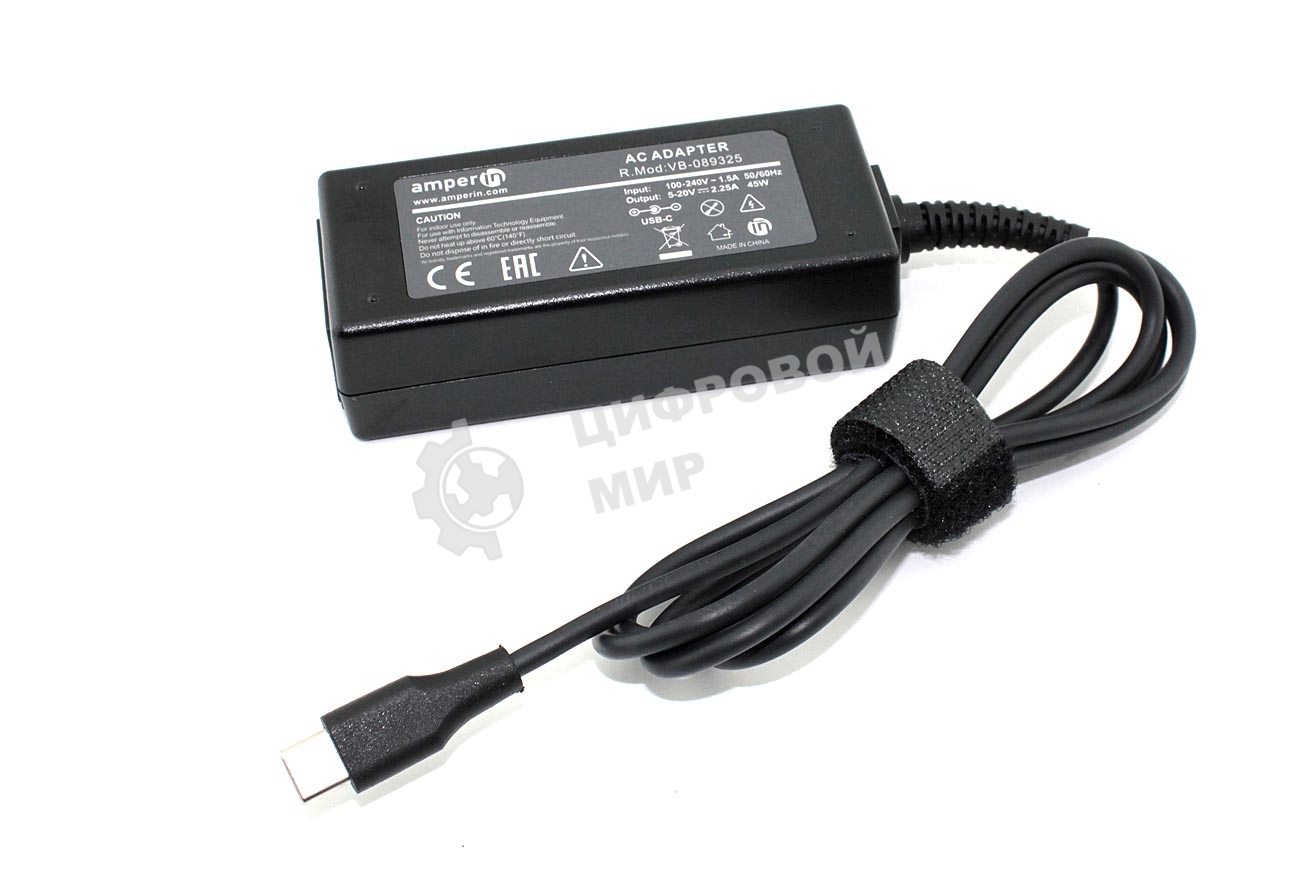Блок питания (сетевой адаптер) Amperin AI-DL45C для ноутбуков Dell 5V/20V-2/2.25A 45W Type-C LA45NM1