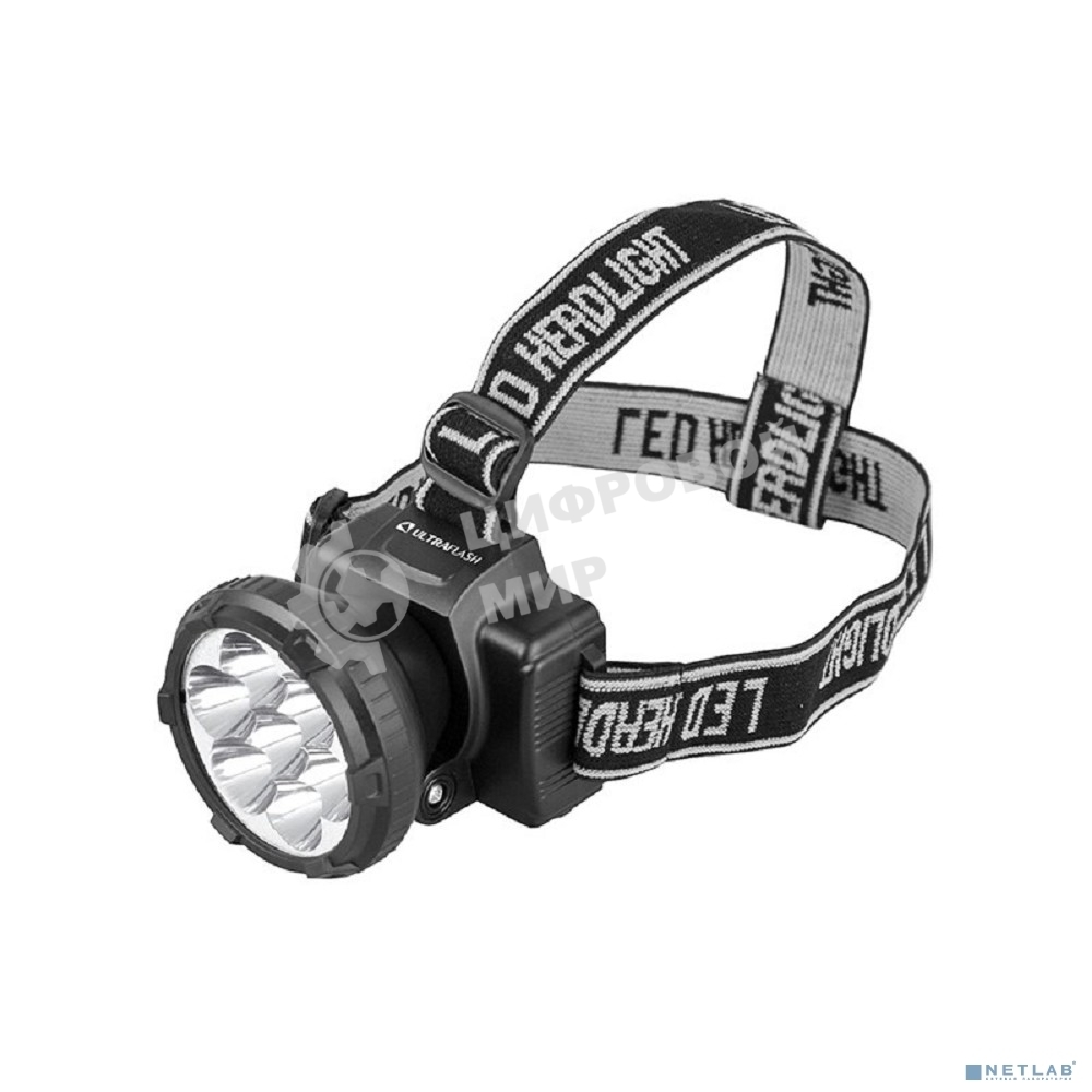 Фонарь ULTRAFLASH LED5362налобн аккум 220в черный 7led 2 реж пласт бокс