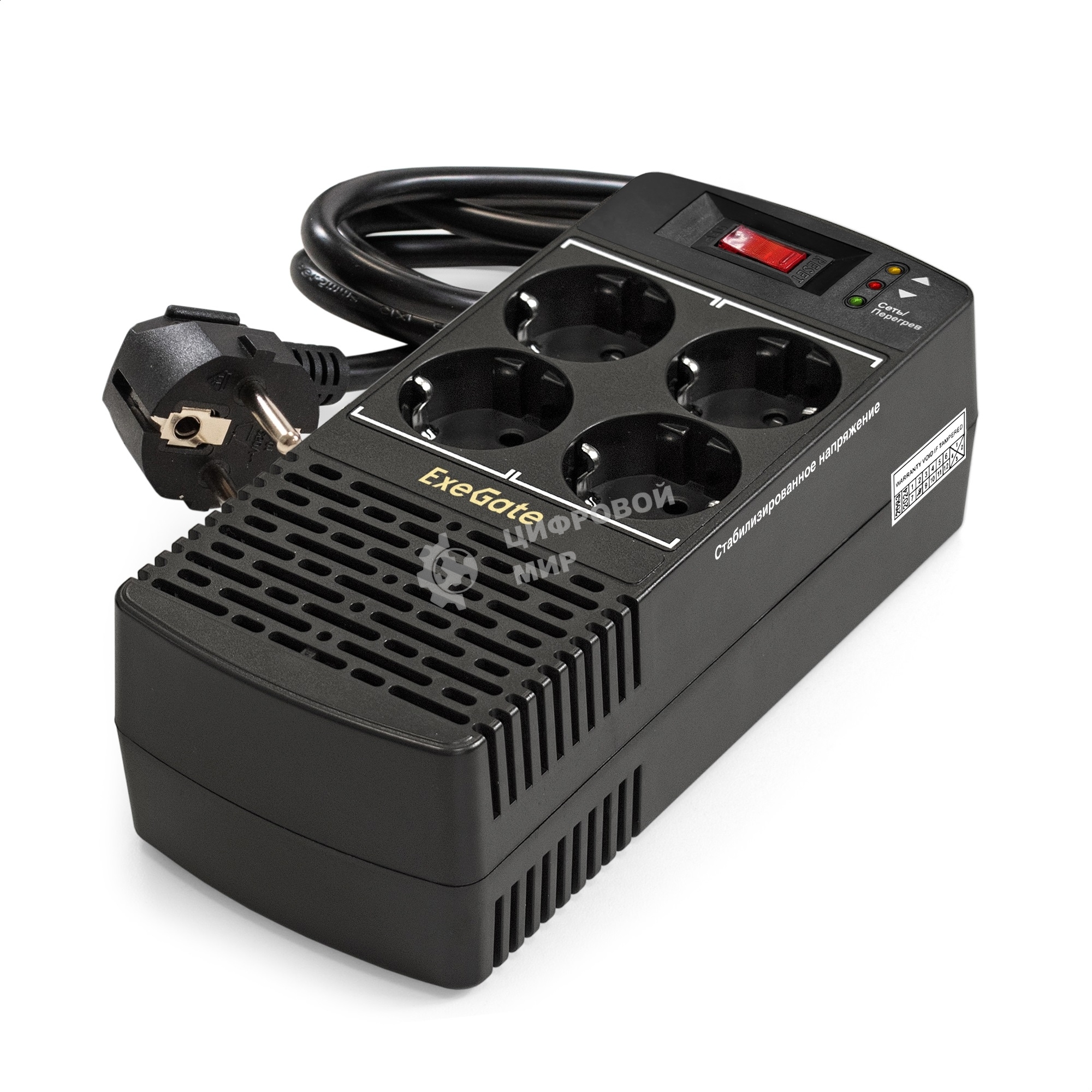 Стабилизатор ExeGate Power AD5000-1000 (1000VA/500W, диапазон 150...280В, 4 евророзетки)
