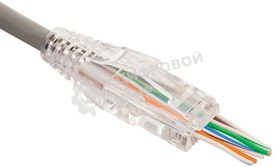 Коннектор LANMASTER RJ45 тип EZ, 8P8C, UTP, Cat.6, универсальный, со вставкой, покрытие 50 микрон,100 шт.