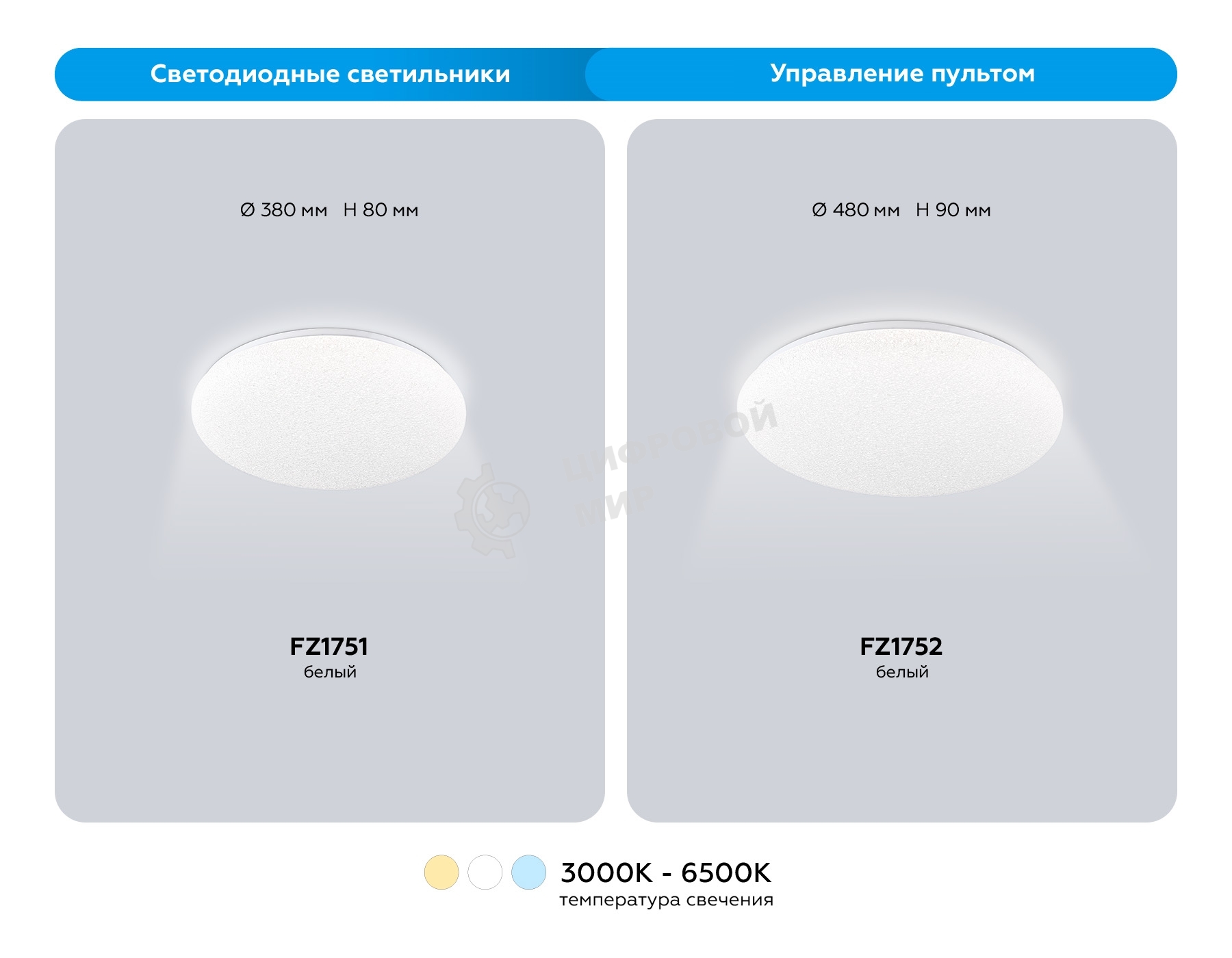 Потолочный светодиодный светильник Ambrella light FZ1751 WH белый IP20 41W 3000-6500K 380*80 (ПДУ ИК)