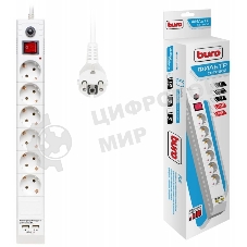 Сетевой фильтр Buro BU-SP1.8 USB 2A-W 1.8 м, 6 розеток, белый, коробка