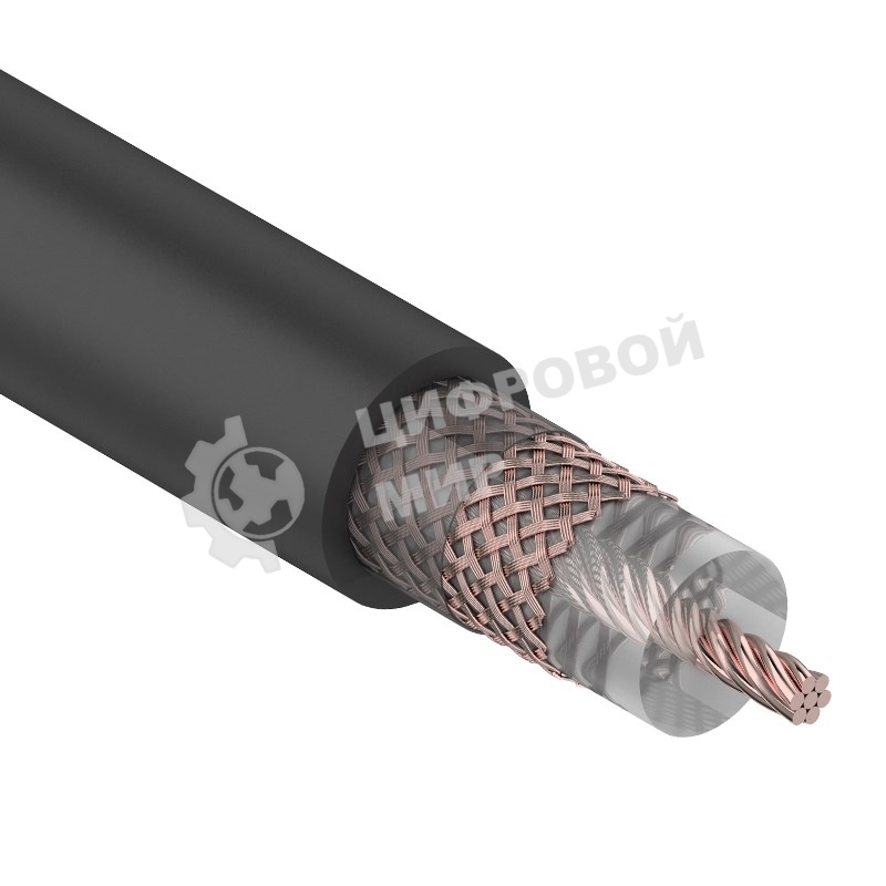 Кабель коаксиальный Rexant RG-213, 50 Ом, Cu/Cu, 96%, бухта 100 м, черный