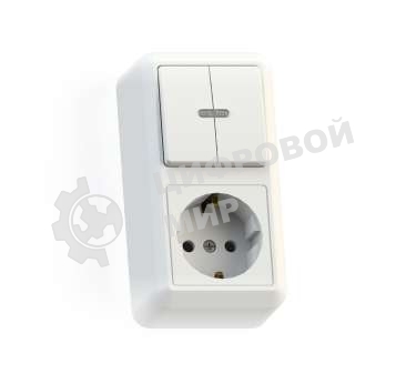 Блок комбинированный Кунцево-Электро ОП БКВР-433 Оптима (2-кл. выкл. с подсветкой + розетка с заземл.) белый