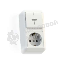 Блок комбинированный Кунцево-Электро ОП БКВР-433 Оптима (2-кл. выкл. с подсветкой + розетка с заземл.) белый