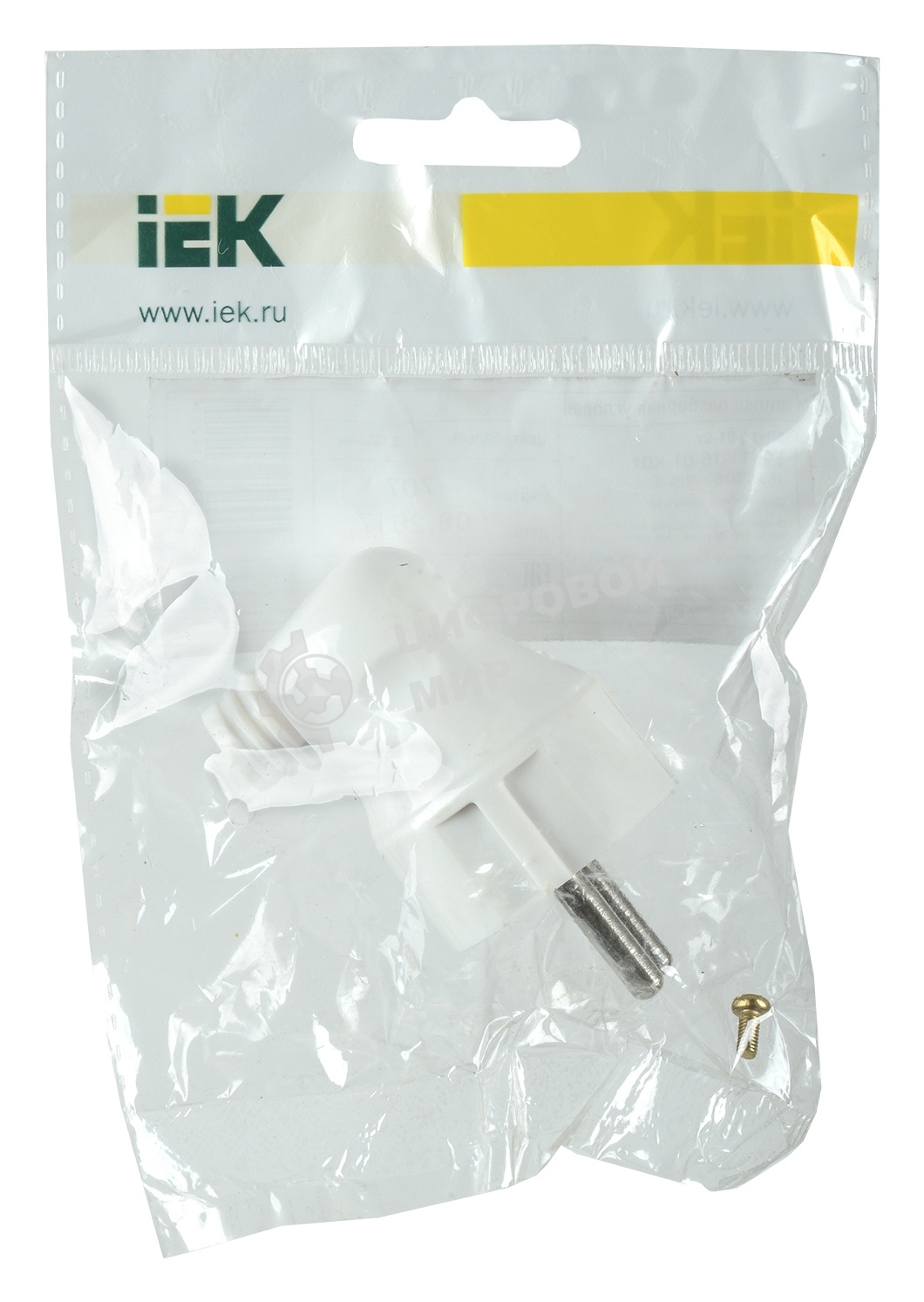 Вилка IEK EVP11-16-01-K01 ВПу11-01-Ст разборная угловая с з/к 16А белая