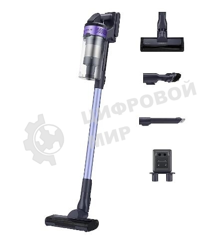 Пылесос вертикальный Samsung VS15A6031R4/EV фиолетовый/черный, питание от аккумулятора, 150 Вт, уборка сухая, пылесборник 0.8 л, работа от АКБ max 40 мин.