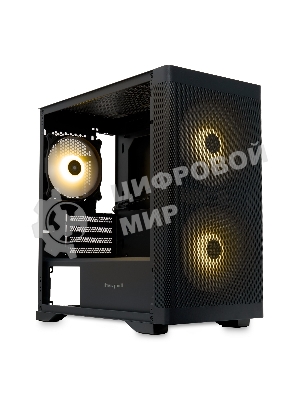 Компьютерный корпус без блока питания HSPD M320, Mesh Mini-tower, черный, slide TG, 0.45 SPCC, 2x140мм ARGb+1x120мм ARGb mATX, mITX 160/340/184мм 2x2.5