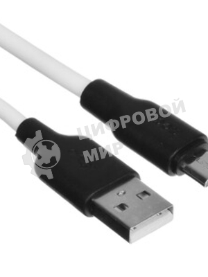 Кабель USB 2.0 HOCO X21, силиконовая оплетка, AM/microBM, бело-черный, 1м