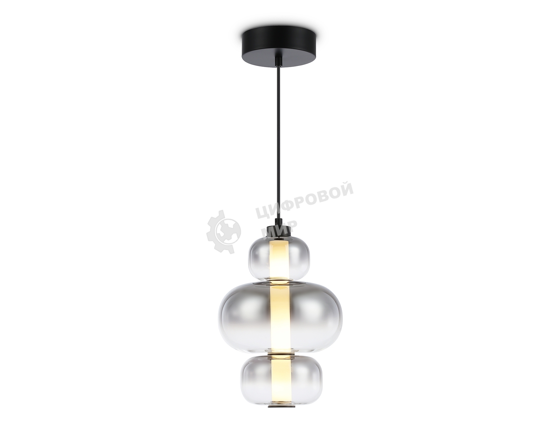 Подвесной светодиодный светильник Ambrella light LH11057 BK/SM черный/дымчатый 18W 3000K D230*350