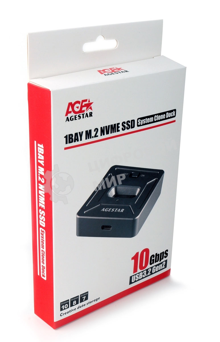 Док Станция SSD M.2 NVME AgeStar 31CBNV1C (GRAY) серый