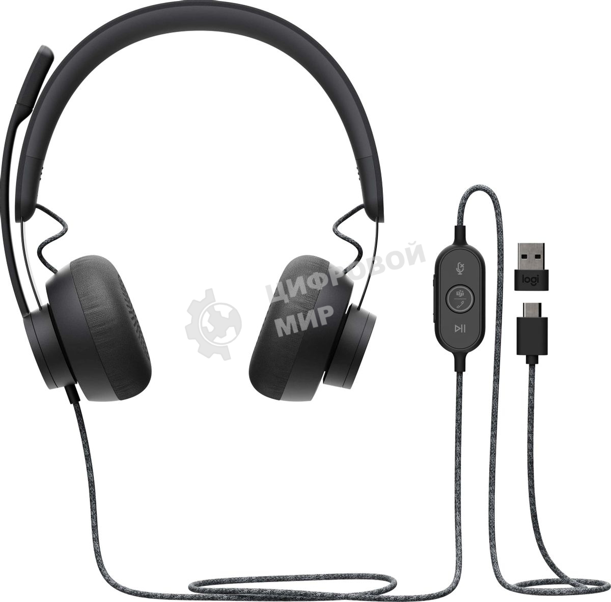 Гарнитура проводная Logitech Headset Zone Wired Teams Graphite