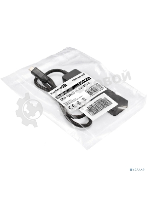 USB-концентратор 4-в-1 ExeGate DUB-4C/3 (кабель-адаптер USB Type C --> 4xUSB3.0, Plug&Play, черный)