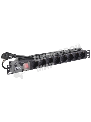 Блок розеток 19 (8шт)PDU с LED выкл.алюм.профиль 1U шнур 2м вилка DIN49440 (нем.станд.) PH12-8D1 ITK
