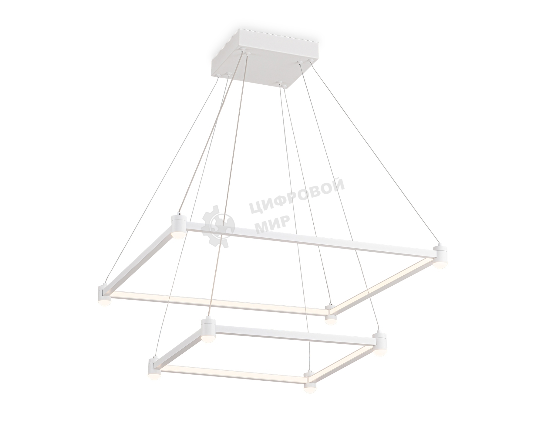 Подвесной светодиодный светильник Ambrella light FL5595/2+8 WH белый 60W 3000K/4200K/6400K 600*600*1300 (без ПДУ)