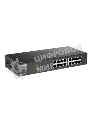 Коммутатор D-Link DGS-1016D/J1A, 16×1 Гбит/с, неуправляемый