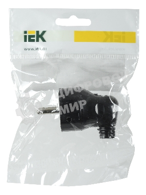Вилка IEK EVP11-16-01-K02 ВПу11-02-Ст разборная угловая с з/к 16А черная