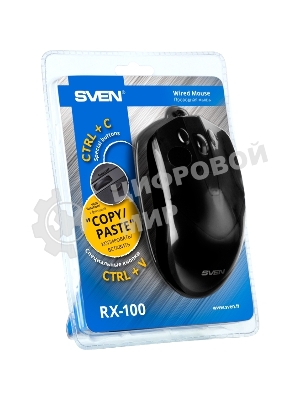 Мышь проводная SVEN RX-100 черный, 4000 dpi, USB, кнопки - 6