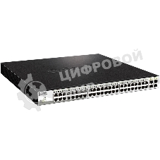 Коммутатор настраиваемый D-Link DGS-1210-52MPP/E2A PROJ WebSmart с 48 портами 10/100/1000Base-T и 4 портами 1000Base-X SFP (порты 1-48 с поддержкой PoE 802.3af/802.3at (30 Вт), PoE-бюджет 740 Вт)