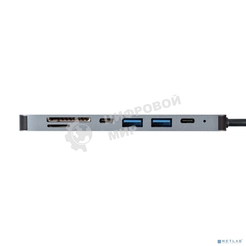 USB-концентратор ExeGate EX293983RUS DUB-21C/PD/CR/H (кабель-адаптер USB Type-C --> 2xUSB3.0 + Card Reader + PD 100W + HDMI 4K@60Hz, Plug&Play, серый)