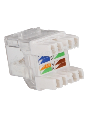 Модуль розеточный с индикатором Keystone, RJ45, кат.5E, UTP, 180 градусов, с индикатором, белый