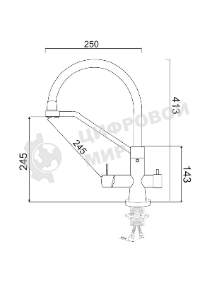 SUS127BL-016F-015 Смеситель для кухни с переключением фильтра, ø35
