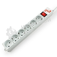 Сетевой фильтр Power Cube B, 3.0 м, 5+1 розетка, серый
