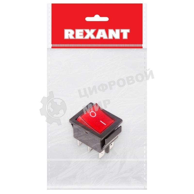 Выключатель клавишный Rexant 250V 15А (6с) ON-ON красный с подсветкой (RWB-506, SC-767)