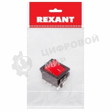 Выключатель клавишный Rexant 250V 15А (6с) ON-ON красный с подсветкой (RWB-506, SC-767)