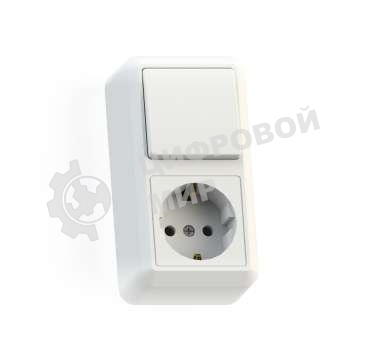 Блок комбинированный Кунцево-Электро ОП БКВР-405 Оптима (1-кл. выкл. + розетка с заземл.) белый