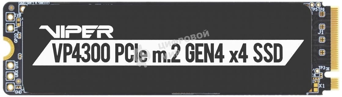 Накопитель SSD Patriot Viper VP4300, 2Tb, PCIe 4.0 x4, M.2 2280, NVMe, R/W 7400/6800, с радиатором