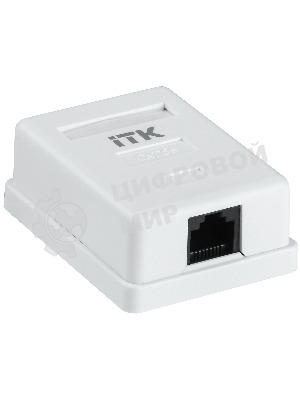 Настенная информационная розетка RJ45 8P8C, кат.5Е, UTP, 1-порт, белая 