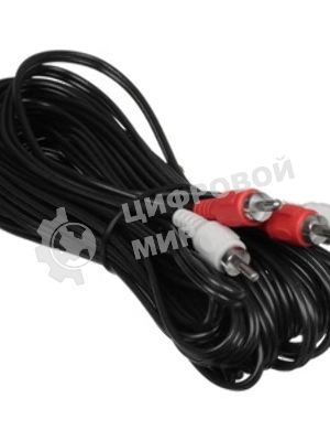 Кабель аудио Cablexpert CCA-2R2R-10M-N, 2xRCA/2xRCA, 10м, черный, пакет
