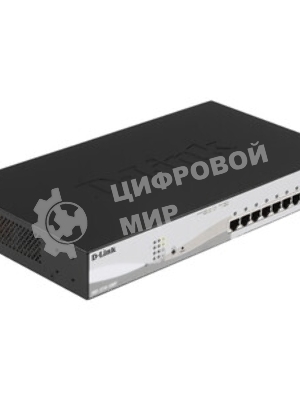 Коммутатор D-Link DGS-1210-10MP/FL2A, 8×1 Гбит/с PoE + 2×1 Гбит/с SFP, настраиваемый