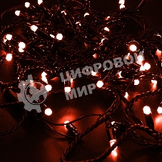 Гирлянда Neon-night Нить 10м, постоянное свечение, черный ПВХ, 230В, красный