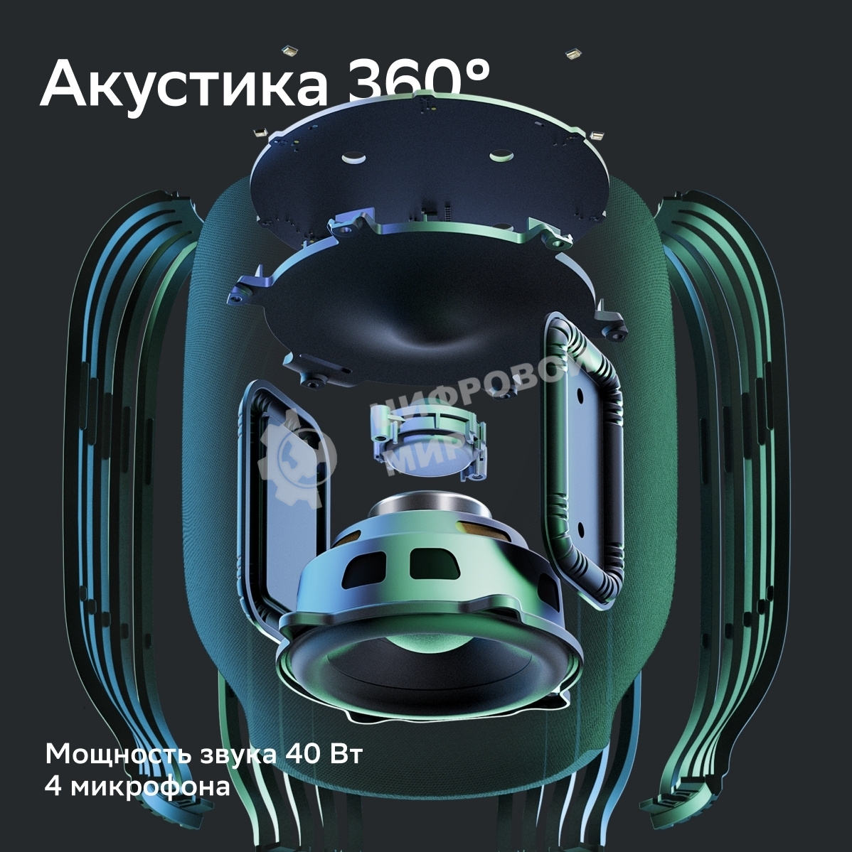 Умная колонка SBER Boom SBDV-00090, 40Вт, с голосовым ассистентом Салют, черный (SBDV-00090a)